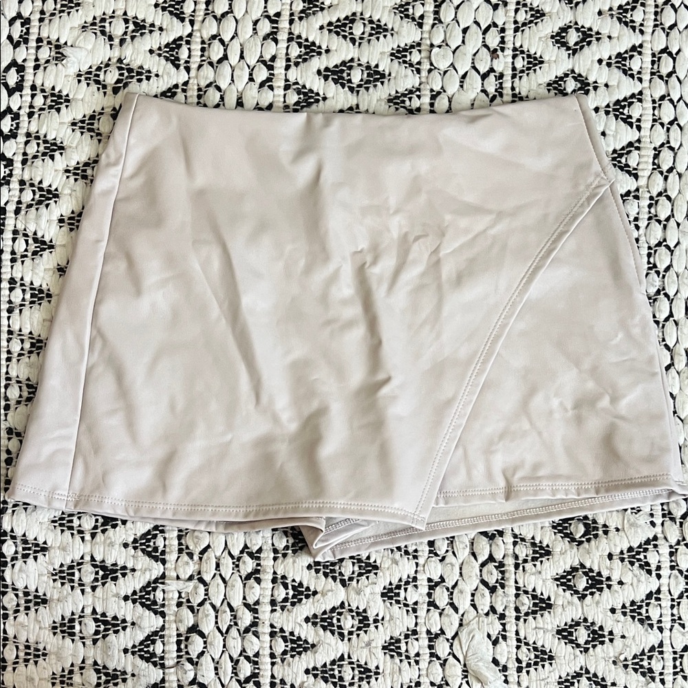 Altar'd State Cream Faux Leather Skort